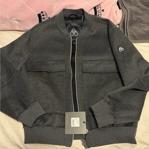 Moose Knuckles Dark Charcoal Bomber Jacket